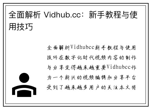 全面解析 Vidhub.cc：新手教程与使用技巧